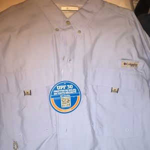 Columbia PFG light blue fishing jacket